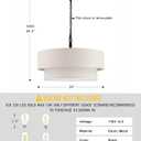 24" Linen Drum Fabric Modern Country Farmhouse Pendant Light
