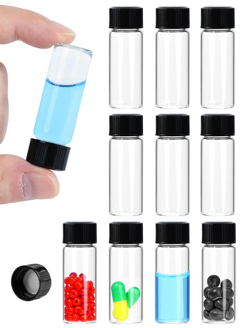 4ml Clear Small Glass Vials with Screw Caps, Small Vials for Essential Oil, Leak-Proof Sample Vials with Lids (10pcs)