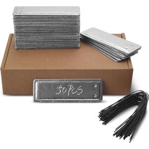 Metal Tags, Aluminum Plant Labels Outdoor Waterproof Plant Markers with 6 Inch Wires, 50 Pack Double-Sided Writable Garden Tags