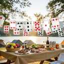 54 Pcs Wonderland Tea Party Decoration 11 x 8 in Cards Hanging Banner Wonderland Garlands Banner Background for Baby Shower Birthday Supplies Fairytale Garden Tea Party Decorations (Poker Cards)