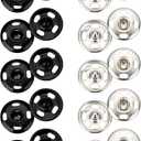Sumind 100 Sets Sew-on Snap Buttons Metal Snap Fastener Press Button for Sewing Clothing, Black and Silvery (10mm)