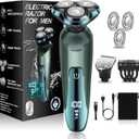 Electric Razor for Men,Mens Razors for Shaving face,LED Display/Waterproof/Rechargeable Electric Shaver for Men Includes Replacement Blades,Travel Razor Idea Gift (Green)