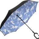 ShedRain Unbelievabrella Inverted, Upside Down, Windproof & Rainproof Car Umbrella - Hands Free C-Shape Handle - Heavy Duty, Double Layer Reverse Canopy Protects Men & Women Outdoors from Wind & Rain