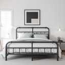BOSRII King Size Bed Frame with Headboard and Footboard, 18 Inches High, 3500 Pounds Metal Slats Support for Mattress, No Box Spring Needed,Noise-Free, Black