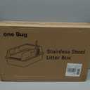 Stainless Steel Cat Litter Box XL for Big Cats, High-Sided Design Prevents Urine Leakage, Non-Stick, Easy to Clean, Includes Scoop, Gray