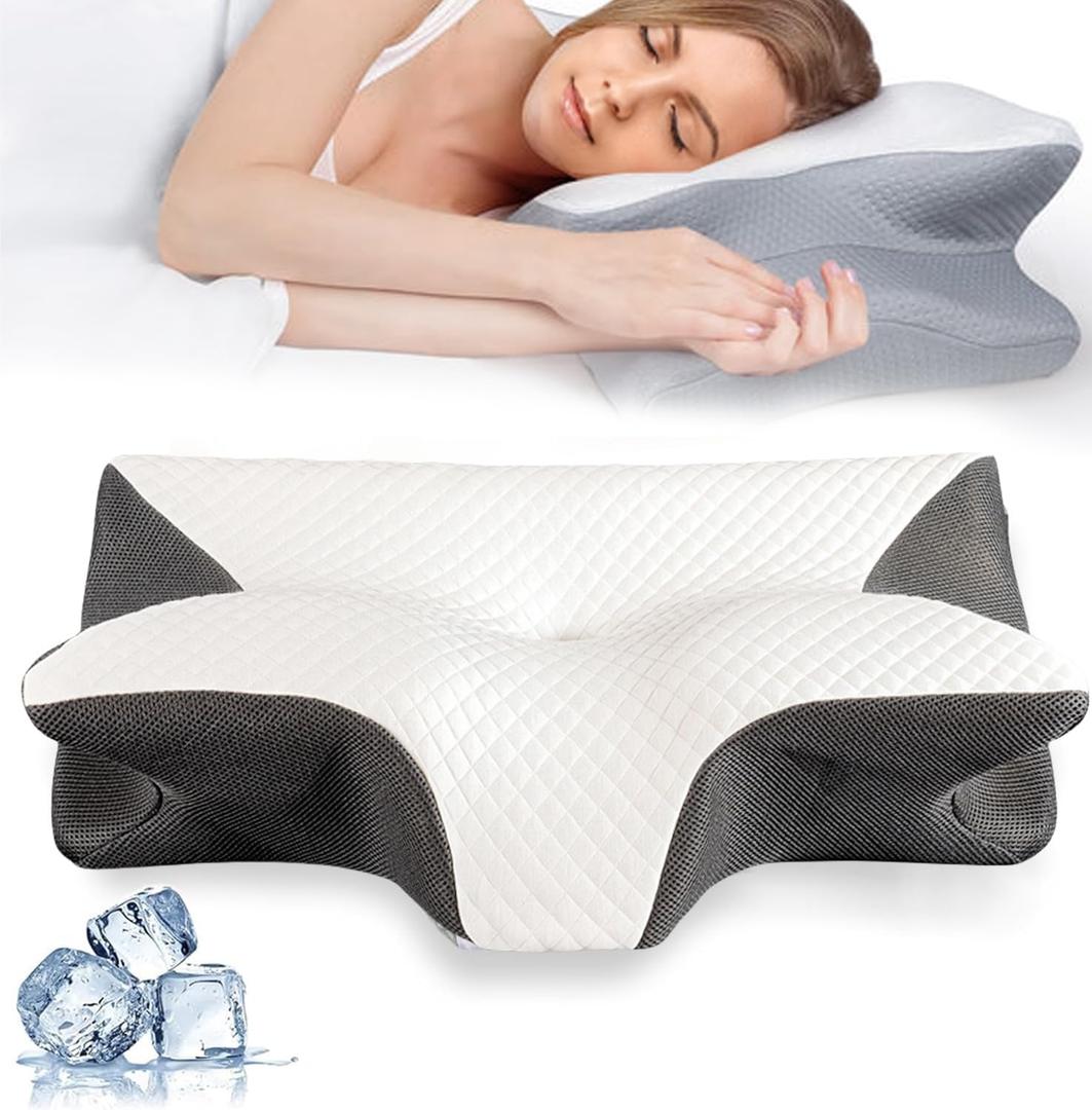 Neckhaven Pillow, Sleepluxe Support Pillow, Cervical Neck Pillow with Memory Foam, Neck Pain Relief, Sleep Enhancing Cervical Support Comfort Goose Down (Black)