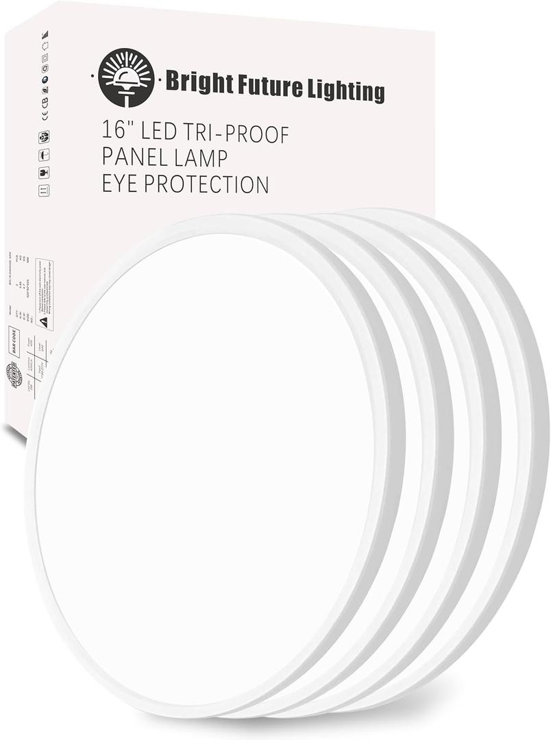4Pack 16 Inch Flush Mount Ceiling Light, 32w Led Ceiling Light, 3000k/4000k/6000k Selectable 3480lm Ceiling Lights, Super Slim Led Light Fixture for Bedroom Kitchen Living Dining Room Office (White) (16Inch-4Pack)