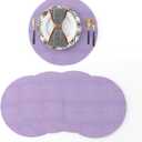 Set of 4 Round Placemat 15 Inch Soft Linen eco-Friendly Fabric Handcrafted Machine Washable Indoor & Outdoor Tablemat Lilac
