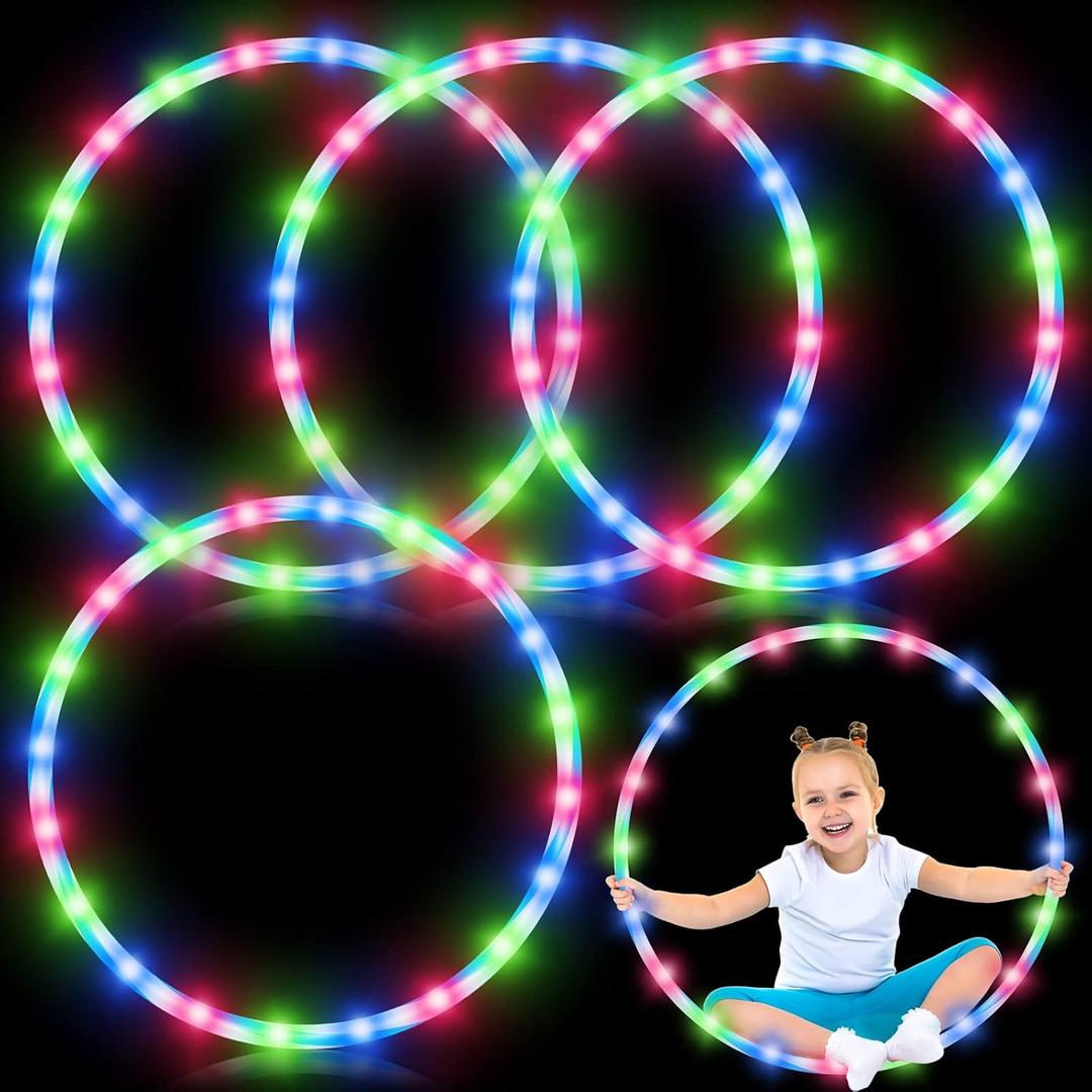Jerify LED Hoop Light up LED Glowing Lights Fitness Exercise Hoops 10 Color Changing Exercise Glowing Hoop for Halloween Party Favors Dance Dark Fitness (23 Inch)