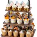 Aminigram Wooden Cupcake Stand, 3 Tier Large Cupcake Tower Stand 50 Cupcakes, Dessert Tiered Tray Stand for Party, Wedding, Birthday, Halloween, Farmhouse Decor