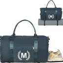 Gym Bag for Women, Personalized Duffle Bag with Shoe Compartment, Sports Bag for Yoga & Dance with Wet Pocket and Mat Strap.