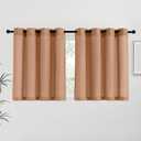 NICETOWN Burnt Orange Linen Kitchen Curtains 36 inch Length, Decorative Thick Flax Small Window Treatments Privacy Assured with Light Filtering for Bedroom/Bathroom, W55 x L36, 2 Panels