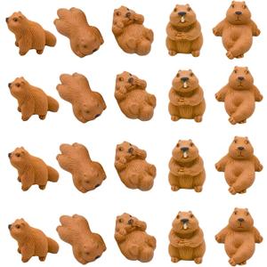 20Pcs Miniature Groundhog Figurines Mini Marmot Figures 1 Inch Resin Animal Cake Toppers for DIY Fairy Garden Moss Landscape Aquarium Birthday Easter Crafts