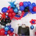 2 x Paready Red Black Blue Balloon Arch, 120 Pcs Matte Red Blue and Black Balloon Garland, Royal Blue Metallic Silver Blue Red Star Foil Balloons for Boys Men Birthday Party Decorations