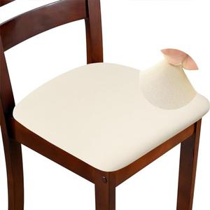 DLMWELL Chair Seat Covers Set of 4 Stretch Off White Chair Covers for Dining Room Square Removable Washable Chair Protector Seat Cushion Slipcovers for Kitchen Office