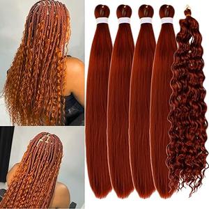 Ginger Braiding Hair Pre stretched for Boho Braids Pre stretched Boho Braiding Hair, Size: 26 Inch(Packs of 5)
