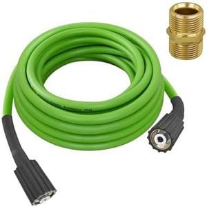 Pressure Washer Hose for Power Washer, Replacement Ryobi Power Wash Hose and Greenworks 5200402 Power Wash Hose，M22 Female & 3/8" Quick Connect Adapters (Pressure Washer Hose 50FT)
