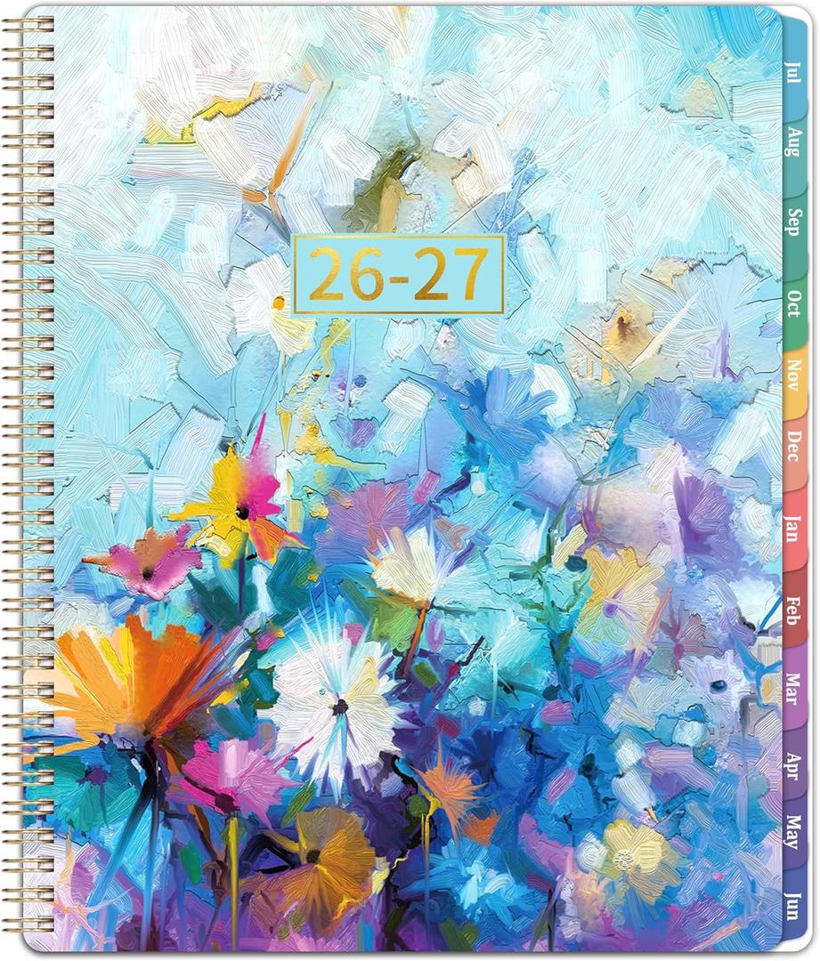 Planner 2026-2027 - Academic Planner 2026-2027, July 2026 - June 2027, 8.5" x 11", Calendar Planner with Colorful Monthly Tabs, Twin-wire Binding, Holidays, Back Pocket