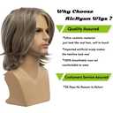Mens Blonde Wig Natural Layered Short Blonde Side Part Synthetic Halloween Cosplay Costume Party Full Wigs for Male Guys