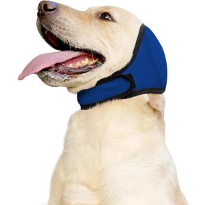 JOHNBOLIN Dog Ear Muffs & No Shake Ear Wrap for Hematoma, Bathing, Drying & Noise Anxiety Relief - Elastic Waterproof Ear Protector with Calming Hoodie Design for Grooming (Blue, M)