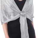 MissShorthair Women's Sparkle Shawls and Wraps for Party Dresses (Silver)