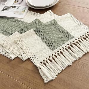 Table Runner, Green Burlap Table Runners Modern Farmhouse Table Runner for Coffee Table, Dining Table Cover Dresser Entryway Spring Table Runner Party Decorations 15x72 Inches Long Table Runners 