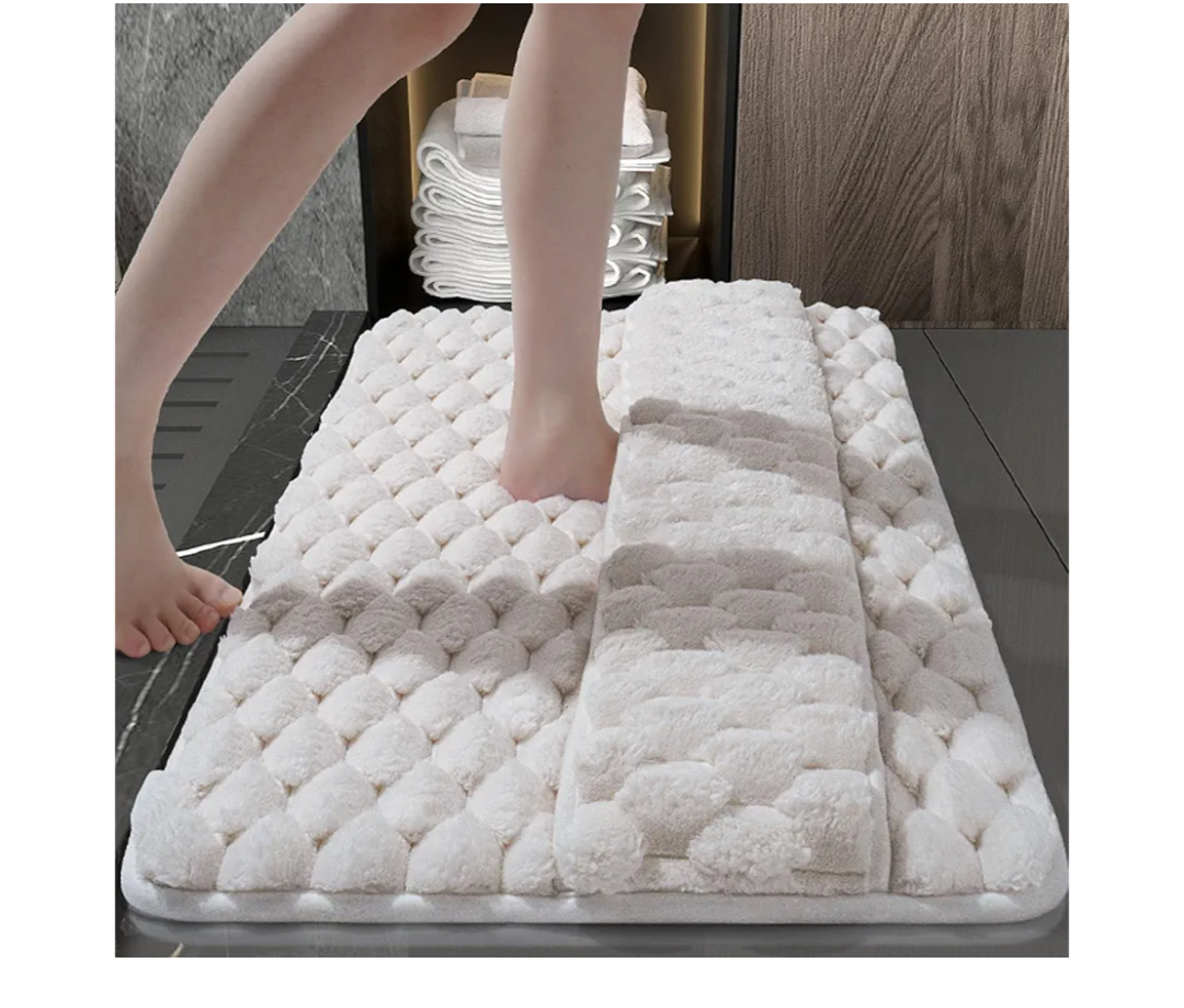 Thick Memory Foam Bath Rugs for Back of Foot, Soft Absorbent Mat, Non-Slip Bathroom Mats, Machine Washable Bathmat, Carpet Rug Room Decor for Shower Floor, 24''x16'' Bath Rugs (Beige)