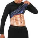 Sauna Shirt for Men Sweat Suit long Sleeve Compression T-Shirt Weight Loss Body Shaper Shirts for Workout Sports Exercise (Black, XL)