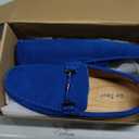 Flat Loafer for Men Suede Leather Slip-on Dress Driving Moccasins Casual Boat Shoes Sapphire-Blue 6.5/39
