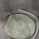 Round Toilet Seat Natural Wood Toilet Seat with Zinc Alloy Hinges, Easy to Install also Easy to Clean, Anti-pinch Marble Toilet Seat by Angol Shiold (Round, Green Marble)