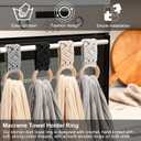 Tioncy 4 Pcs Kitchen Dish Towel Holder Gifts for Mother Boho Handmade Crochet Hanging Towels Loop Ring Knit Towel Hanger for Cabinet House Oven Stove Door, 4 Colors(Gray)