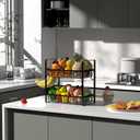 Webtrylics Fruit Basket for Kitchen Counter,Fruit Bowl,Countertop Organizer for Onion Bread and Snack Storage,Heavy Duty Metal Fruit Stand Holder with Liners (2 Tier)