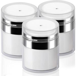 3Pcs 0.5 Oz 15ml Air Pump Container, Pump Moisturizer Containers, Empty Subpackage Jar Vacuum Bottle Dispenser for Skincare Lotion Moisturizer