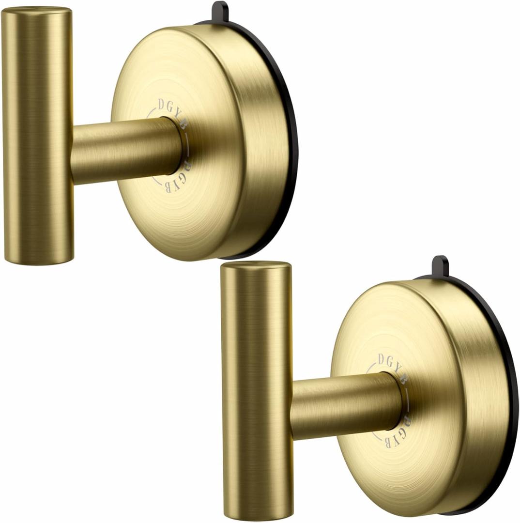DGYB Large Cup Hooks for Bathrooms Set of 2 Gold Towel Hooks for Stainless Steel 15 Lb Removable Wall Hooks for Hanging Heavy Duty