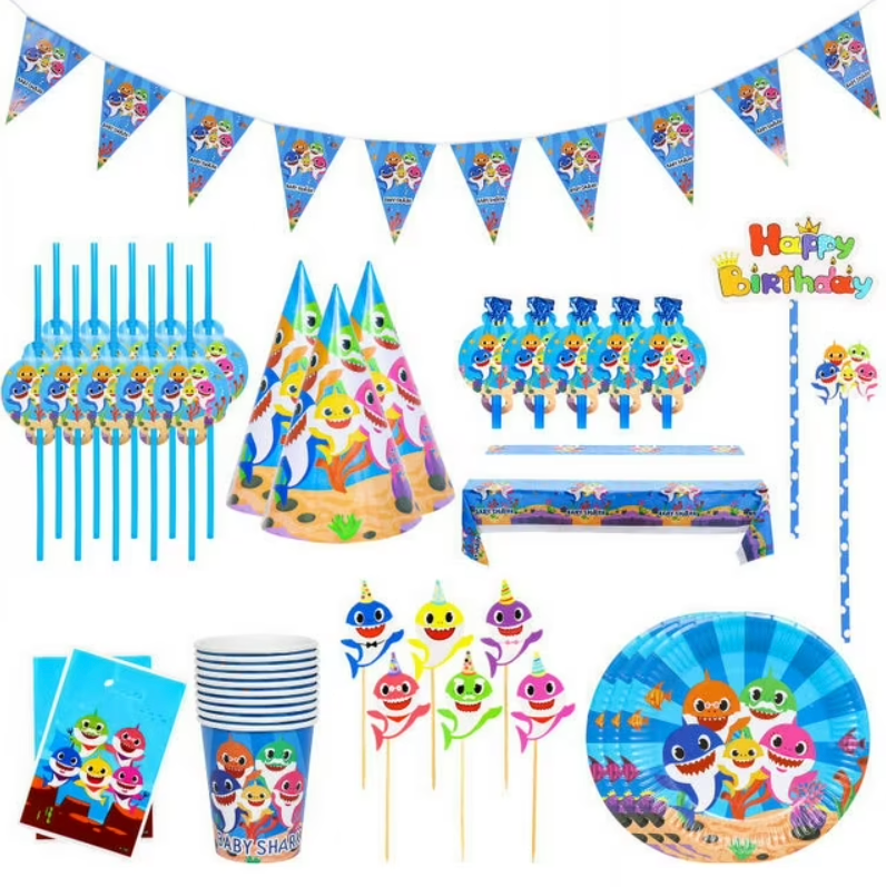 66 Pcs Little Shark Party Supplies for Shark Birthday Decorations and Theme Birthday Party Supplies for Kids, Children Carnival Party Supplies Decoration