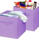 2 Pcs Storage Cubes, 10.5 Inch Collapsible Storage Bins, Fabric Foldable Bins for Organization, Durable Storage Bins for Closet, Shelves, Offices (Light Purple)