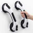 LEVERLOC Grab Bars for Bathtubs and Showers 2 Pack Suction Grab Bar, Heavy Duty 12 Inch Shower Handle Removable Handrails for Seniors and Elderly, Bathroom Safety Grip No Drilling Waterproof Black