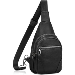 JASGOOD Anti Theft Crossbody Travel Bag for Women Men PU Leather Sling Bag with Adjustable Strap