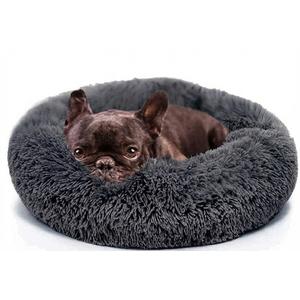 Calming Dog Bed Medium Size Dog - 30'' Donut Bed, Anti-Slip & Washable Super Soft Fluffy Plush Round Bed, Anti-Anxiety Premium Comfort Pet Bed, - Dark Grey