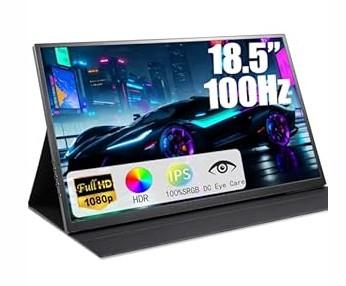 Large 18.5 Inch Portable Monitor, 100Hz IPS FHD 1080P USBC HDMI Display with Kikstand and Sleeve Case & VESA Mount, 125% sRGB, UltraSlim Second Screen for Laptop/PC/PS5/Switch – Builtin Speaker