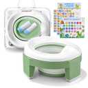 MCGMITT Portable Potty for Kids Travel - Foldable Training Toilet Chair for Toddler Girls with Storage Bags, Potty Training Toilet for Outdoor and Indoor Easy to Clean(Green)
