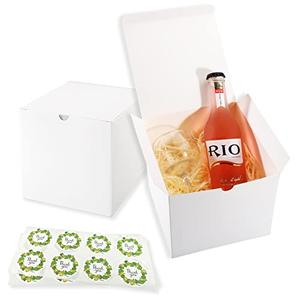 Frantis White Gift Boxes, 15 Pack 6x6x6 inch Small Gift Boxes with Lids for Weddings, Christmas, Valentine's, Ornaments, Bridesmaid Boxes Easy to Assemble Includes 16 Thank You Stickers
