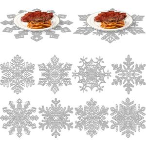 Havawish 56 Pcs Snowflake Placemats Christmas Disposable Place Mats Winter Table Decorations Round Snow Flake Table Mats Christmas Table Decorative for Holiday Festival Dining Tableware