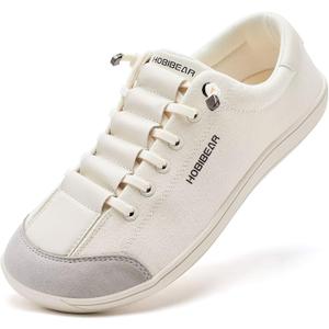 HOBIBEAR Barefoot Minimalist Shoes Womens Mens | Zero Drop | Wide Width Canvas Slip-on Shoes(Light Grey, Women 6.5/ Men 5.5)