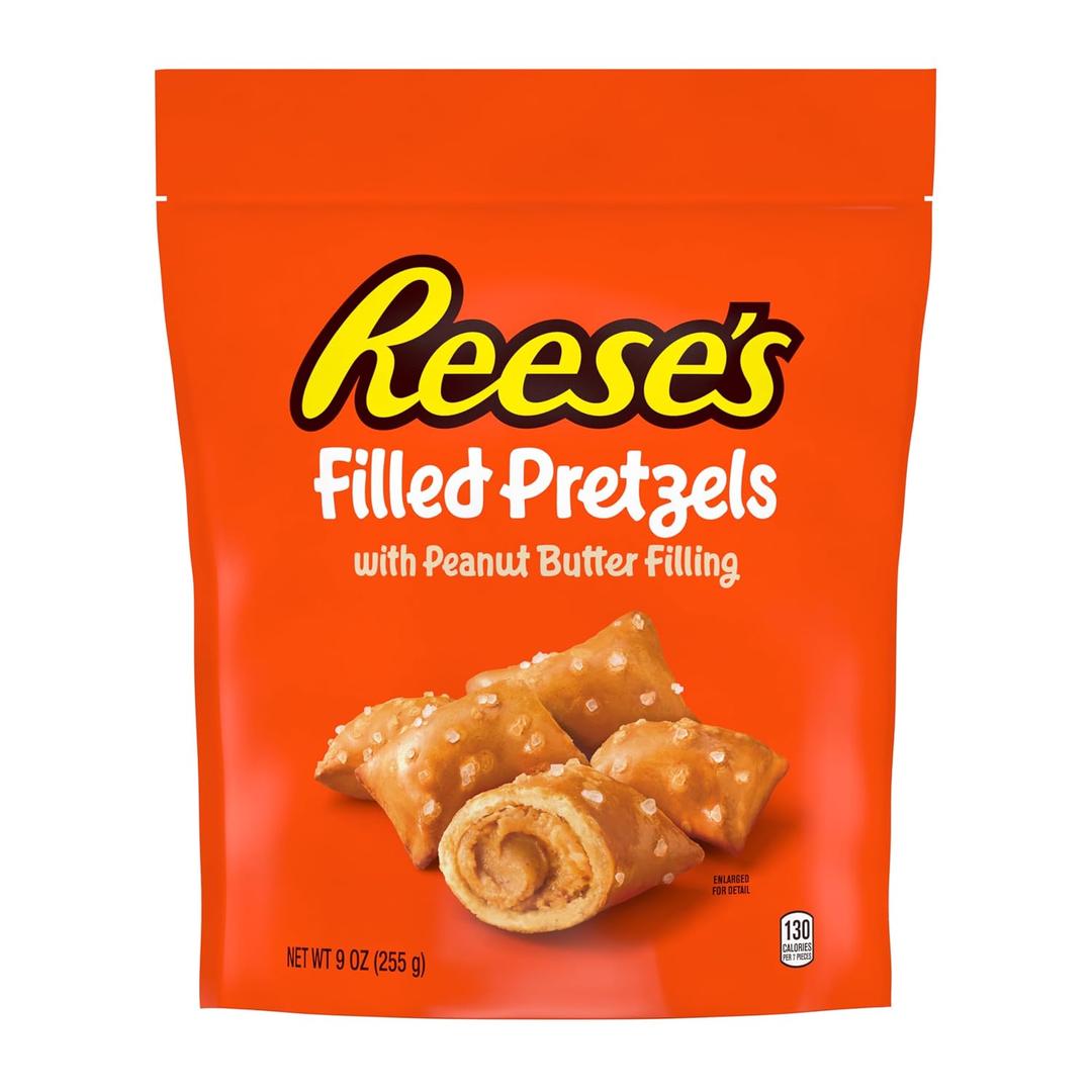 Reese's Filled Pretzels, Peanut Butter Pretzel Nuggets, Crunchy, Ready to Eat, Sweet and Salty Snack, 9oz Resealable Bag (EXP 01/17/26)