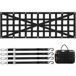 VEVOR Tailgate Net for Truck Bed, 54 in x 18 in, Cargo Net Durable with 4 Adjustable Buckle Straps, Cross-Reinforced Design, Extendable & Durable, Suitable for Truck, Trailer, Pickup, Boat, Jeep, SUV
