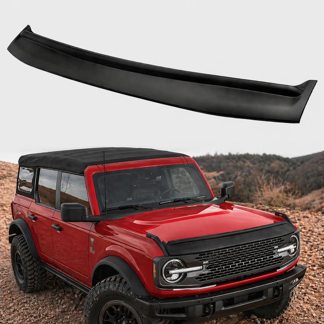 Bronco Hood Deflector for 2021-2026 Ford Bronco 2-Door & 4-Door, Matte Black ABS Bug Shield, No-Drill 3M Tape, Low-Profile Hood Deflector Against Bugs & Road Debris, Not for Bronco Sport