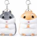 2 Pcs Cute Hamster Plush Keychain Stuffed Animal Keychain Soft Keyring Bag Charms for Purse Handbags Car Key Pendant Decoration Jewelry Accessories Women