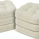 Shinnwa Kitchen Chair Cushions Set of 6, Dual-Layer Memory Foam Dining Chair Cushions, Patented Design Seat Pads with Ties, 16.5 x 16.5 x 3.5in, 6 Pack, Ivory