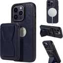 for iPhone 14 Pro Case Leather, 2 in 1 Detachable,Compatible with MagSafe,with Card Holder, PU Leather Kickstand Card Slots Case 6.1" Blue